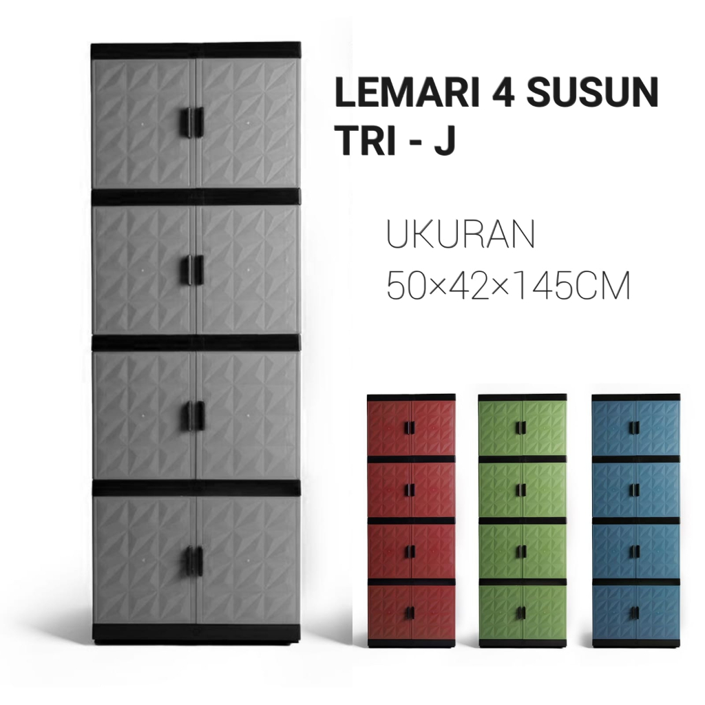 Lemari Pakaian Plastik Susun 4 Tri-J / Lemari 4 Susun Tri J/ Lemari Tri J / Rak Baju Tri J / Lemari 