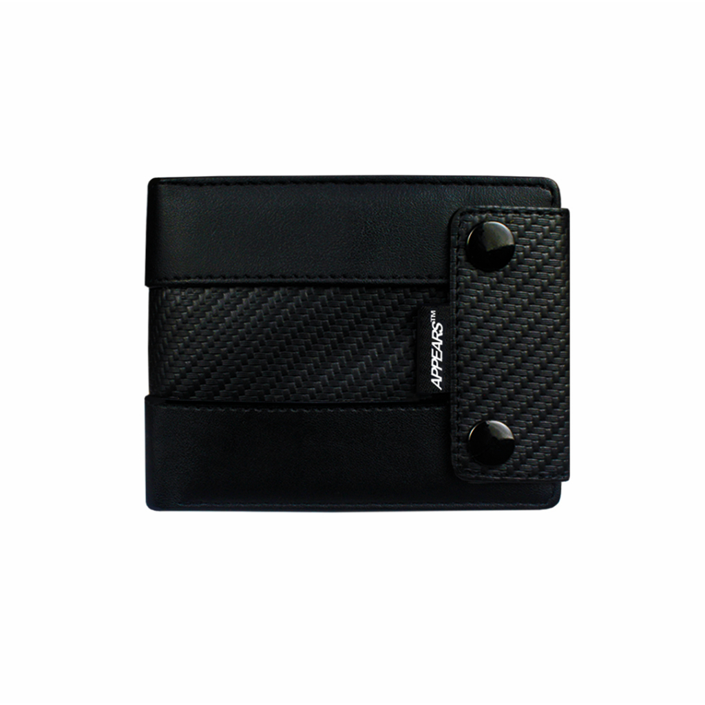 Appearstm - (Button X Carbon Black) Wallet Dompet Dompet Lipat Dompet Pria Wanita