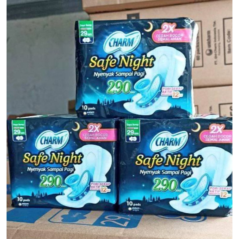 CHARM SAFE NIGHT/Charm safe night 29cm/Charm 29cm/Charm/Pembalut wanita/Pembalut/Pembalut Charm/Pemb