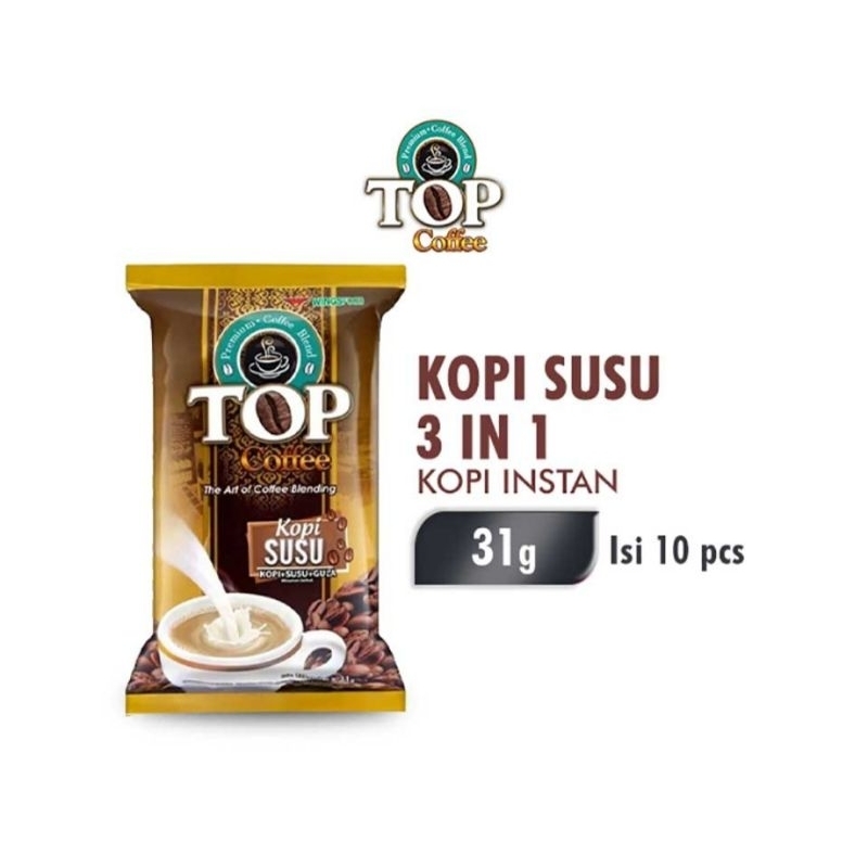 

Top Coffee Kopi Susu 3 In 1 Instan 31 gr isi 10 sachet