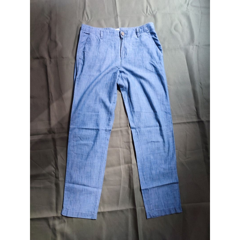 CELANA GAP LOOSE PANTS TROUSER WANITA MOTIF JEANS DENIM BLUE WASHED SECOND ORIGINAL