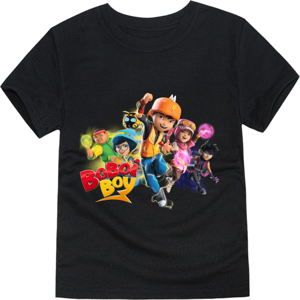Baju Kaos Anak Boboboy Laki Laki dan Perempuan Usia1-10 Tahun Warna Hitam