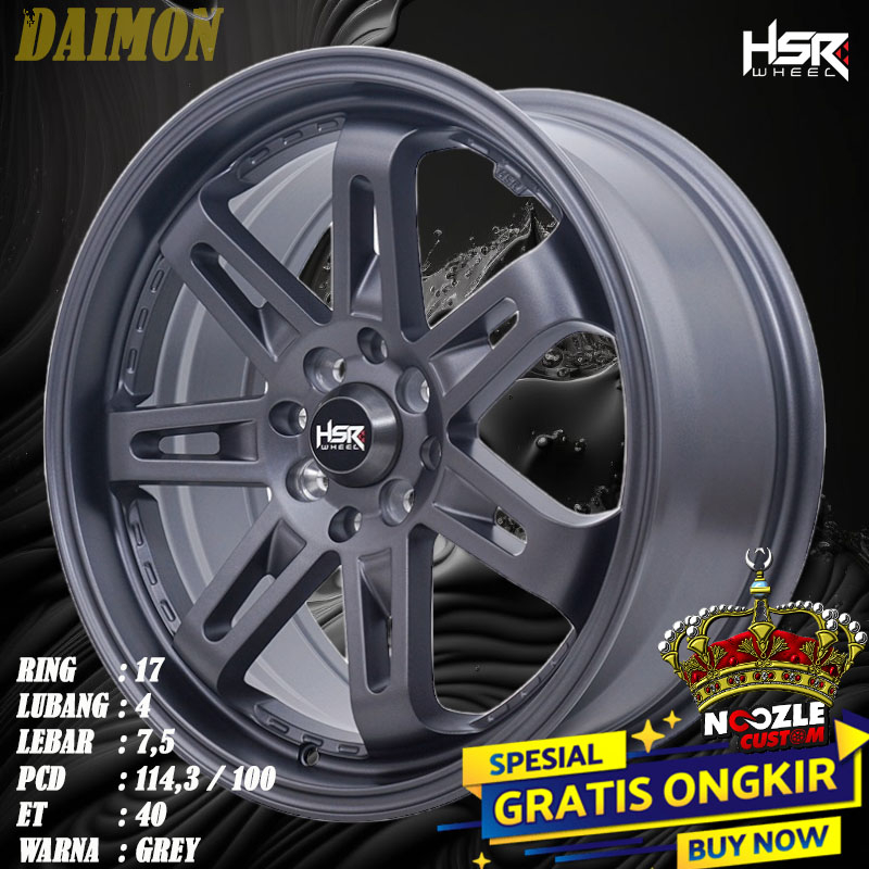 Velg Mobil Jazz Ring 17 Type HSR Daimon Ring 17 Pelek Racing HSR Terbaru Baut 4