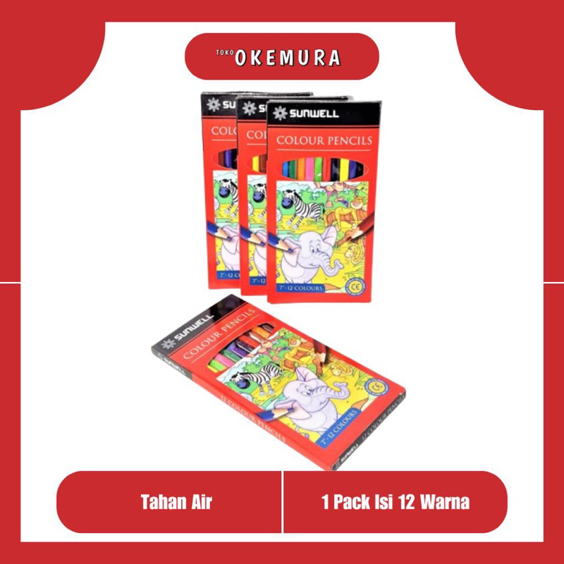 

TO Sunwell Colour Pencil 7 12pcs Pensil Warna Perlengkapan Sekolah 12 pcs