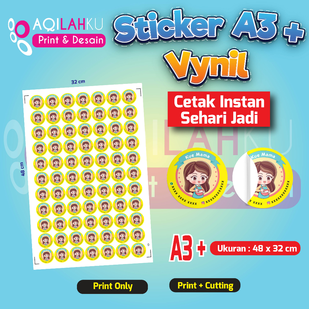 

CETAK STIKER VYNIL CUTING A3+ Tanpa PO (Cetak KIlat Sehari Jadi)