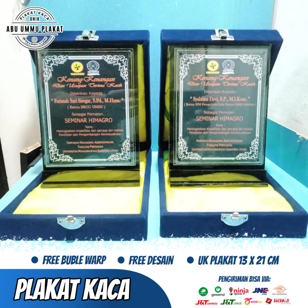 Plakat, Thropy, Cinderamata, Plakat Murah / Plakat Kaca, Plakat Unik , Model Plakat Segi 4, Ukuran s