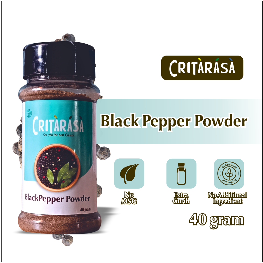 

Critarasa Black Pepper Powder Bubuk Lada Hitam Bumbu Masak Dapur Tabur 40 gr Non MSG