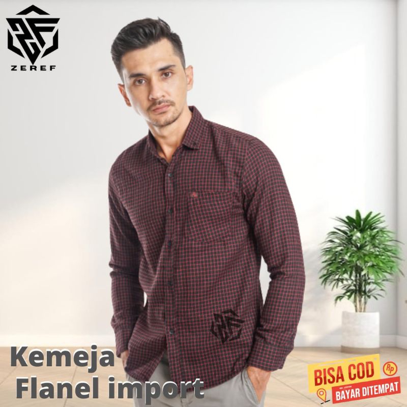 Baju Hem Kemeja Kotak-Kotak Flanel Lengan Panjang Unisex Pria Wanita Outfit Pakaian Atasan Hem Kemej