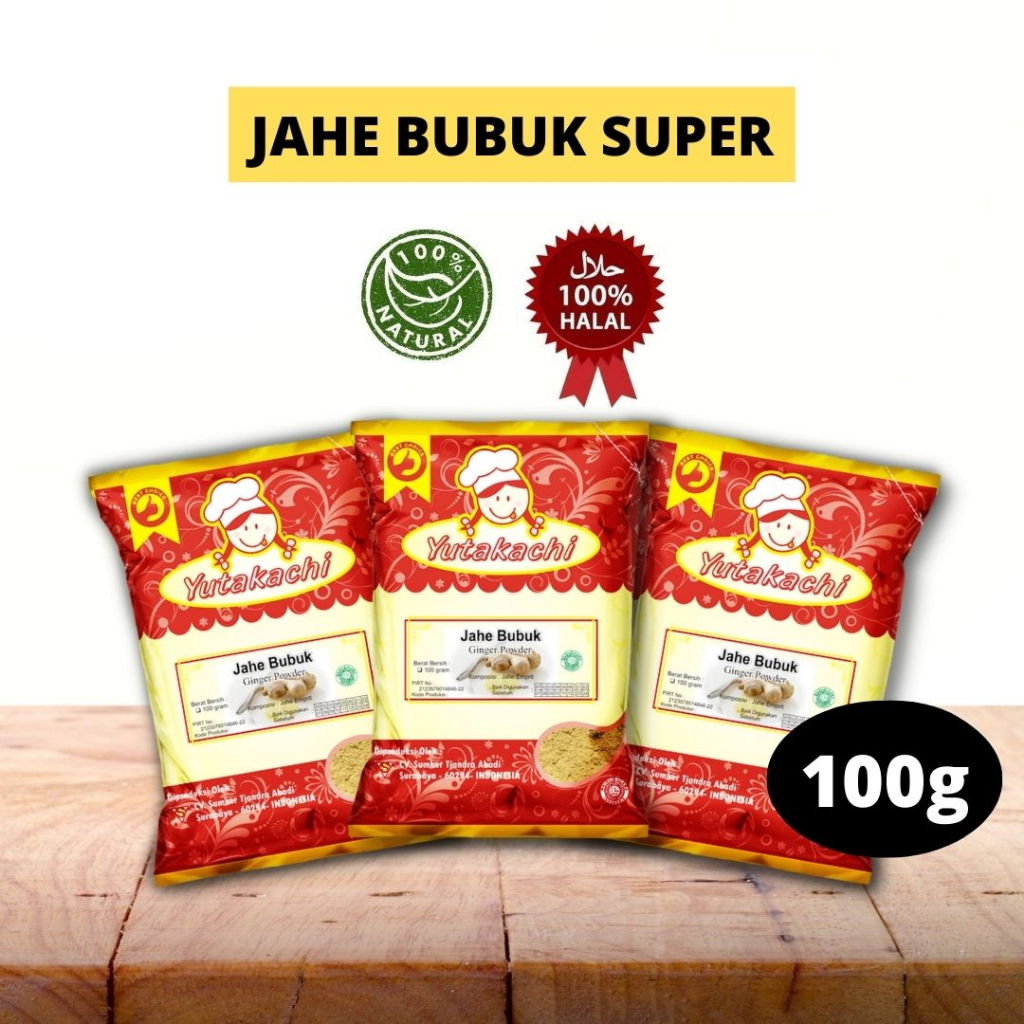 

Jahe Bubuk Super 100 Gram Yutakachi / Premium Ginger Powder / Bumbu Rempah Murni Alami