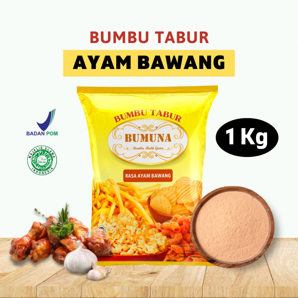 

Bumbu Tabur Rasa Ayam Bawang 1 Kg Bumuna / Seasoning Powder / Serbuk Tabur / Bumbu Tabur Cemilan Keripik Kentang Makroni Mie Lidi