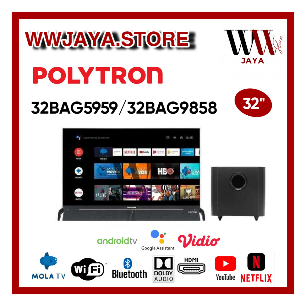 TV LED Android Polytron 32BAG5959/32BAG9858 LED Polytron 32 Inch Android TV