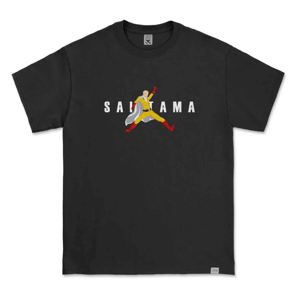 Kaos Distro Parodi ZeroTwentyTwo T-Shirt Saitama Black | Baju Pria Lucu Parody Plesetan Anime