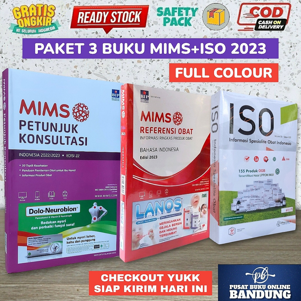 PAKET 3 BUKU MIMS+ISO MIMS PETUNJUK KONSULTASI EDISI 22 2022/2023 MIMS REFERENSI OBAT 2023 HVS BERWA