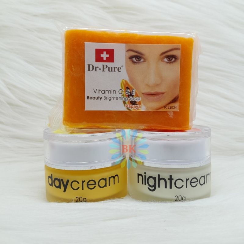 Dr Pure Paket Cream Siang Malam Dan Sabun Papaya ORIGINAL BPOM