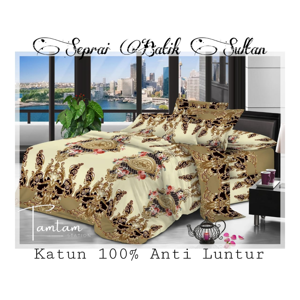 PROMO TERLARIS (BELI 1 GRATIS SARUNG BANTAL GULING) SPREI MOTIF BATIK KING SIZE 180X200 NO.1 / SEPRA