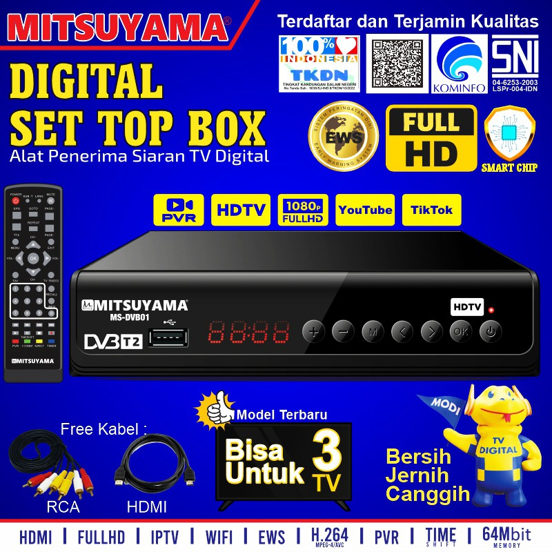 Set Top Box Tv Digital Mitsyama DVB T2-01 Set Top Box DVB T2 Set Box TV Digital Set Top Box TV Tabun