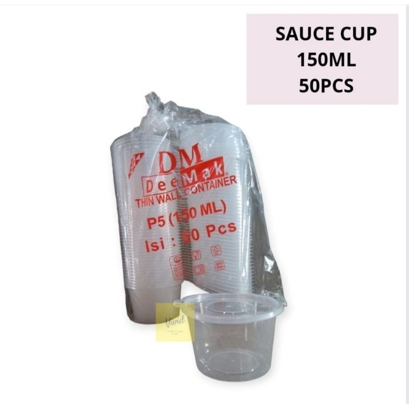 Thinwall Sauce Cup DM 150 ml - 150ml Cup Saus Mangkuk Cup Sambal Plastik - isi 50pcs