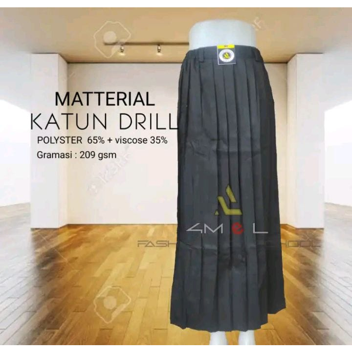 rok hitam SD/MI/madrasyah panjang full rempel rok hitam RA bahan katun drill