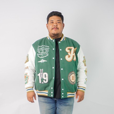 HIGHEST Jaket Varsity Baseball Big Size Jumbo Pria Warna Hijau 2XL 3XL 4XL 5XL 6XL 7XL 8XL Highestworld HB10