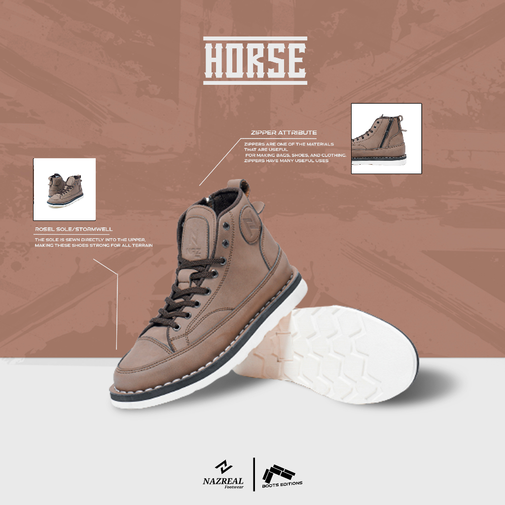 HORSE BOOTS ZIPPER - Nazreal Footwear sepatu boots high quality zipper attribute boots