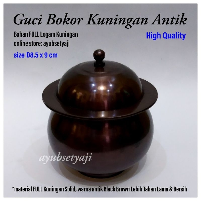 Bokor Kuningan antik 01 ( D8.5 x 9cm ) Tempat Dupa Ratus Wadah Air Suci Bali Guci kuningan P1T guci 