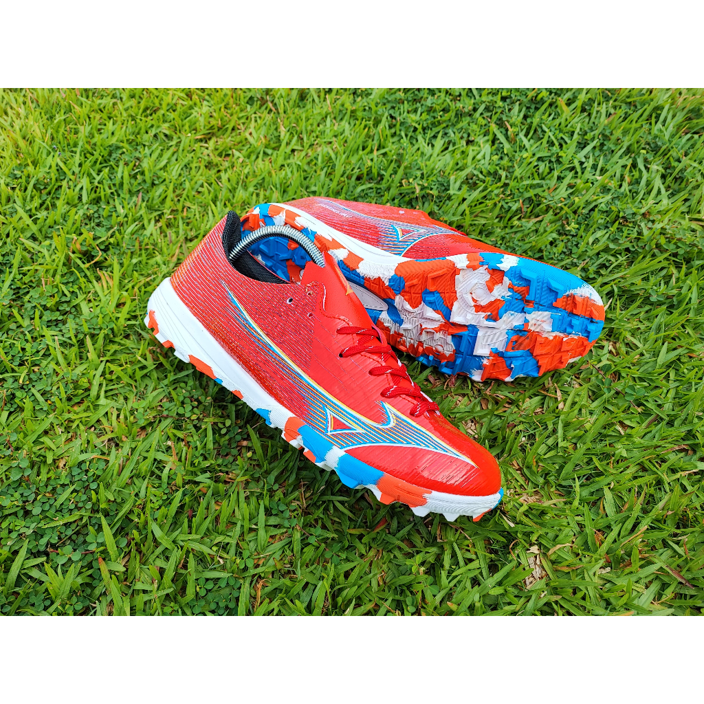 Sepatu Futsal Mizuno Alpha Elite AS sol tapak gerigi mini soccer - Fiery Coral White Bolt