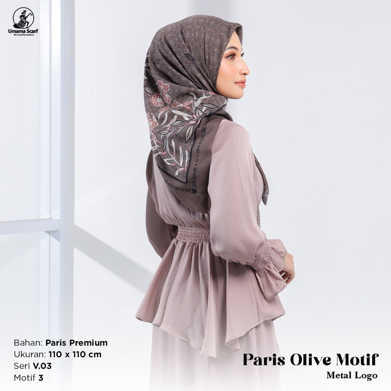 Segiempat Paris Olive Motif Icon ( part 1 )Ory By Umama Scarf
