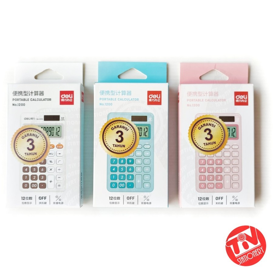 

Kalkulator Meja Mini Deli 1200 Portable Desktop Dual Power Calculator