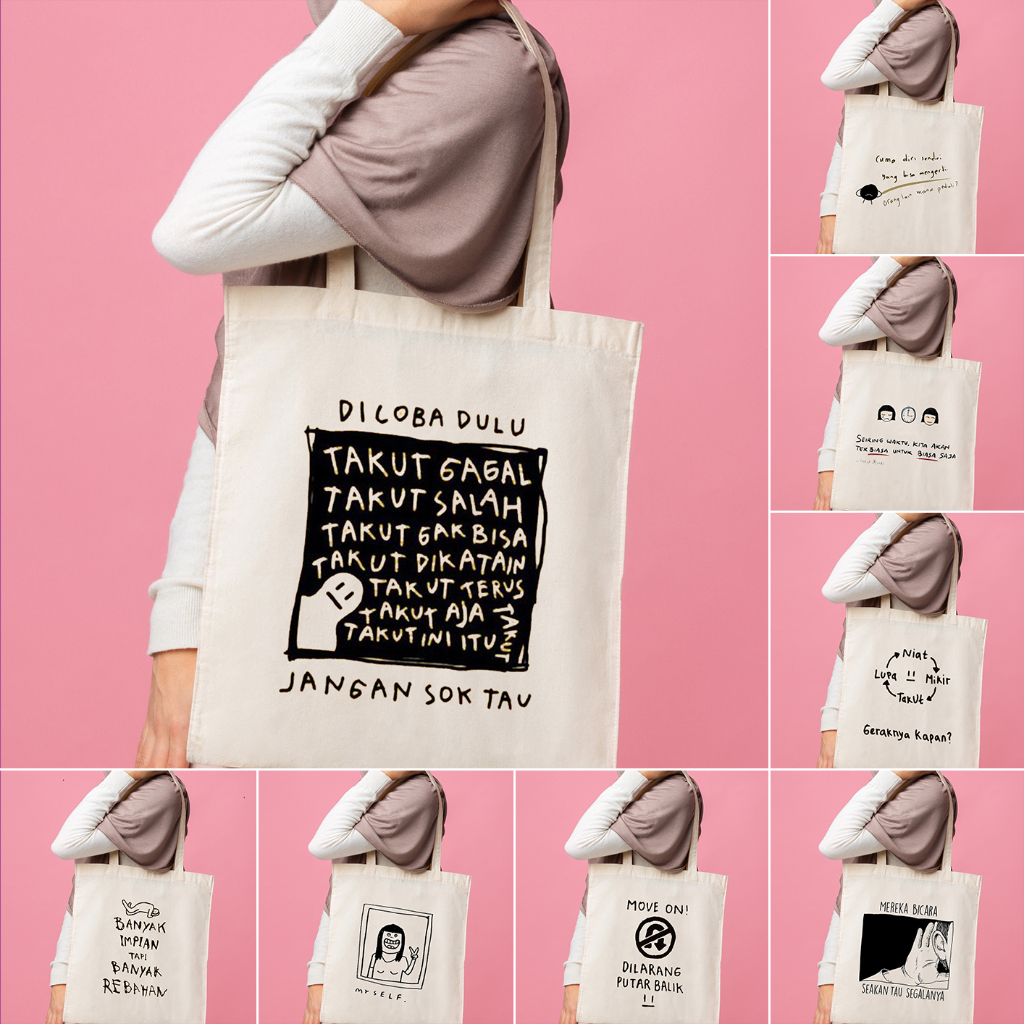 Tote Bag Totebag Blacu Unisex Estetik Motif Kata Kata Motivasi Quotes 2