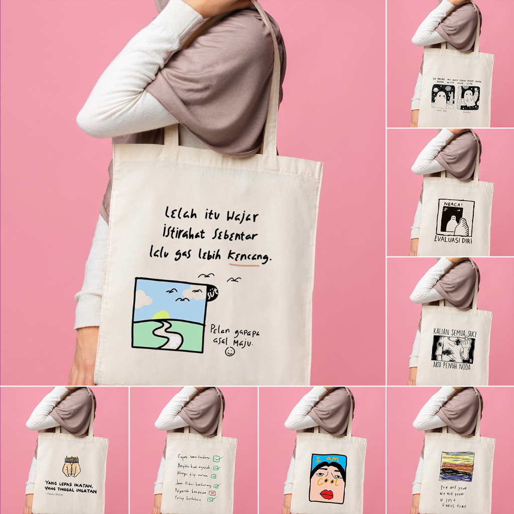 Tote Bag Totebag Blacu Unisex Estetik Motif Kata Kata Motivasi Quotes 3