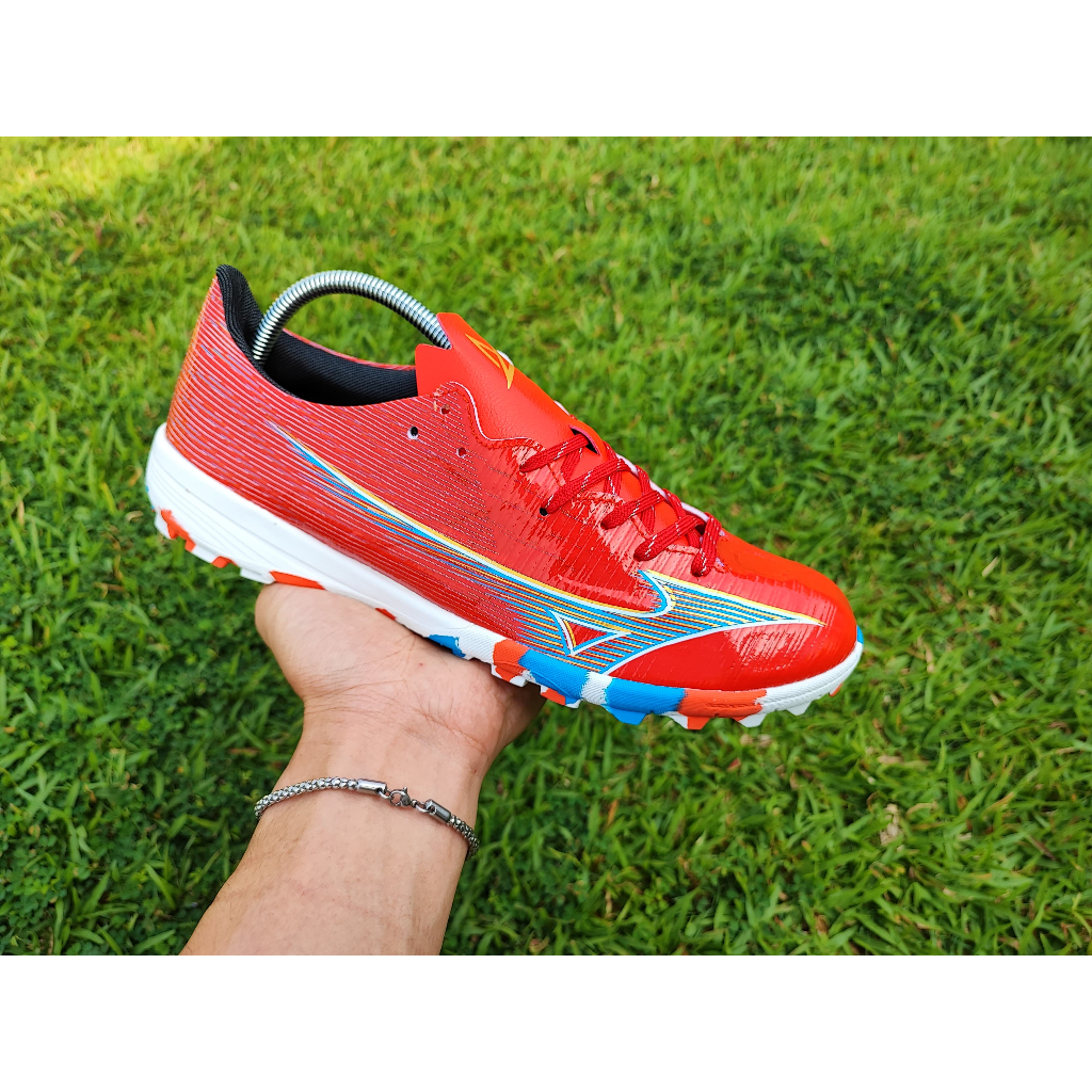 Sepatu Futsal Mizuno Alpha Elite AS sol tapak gerigi mini soccer - Fiery Coral White Bolt