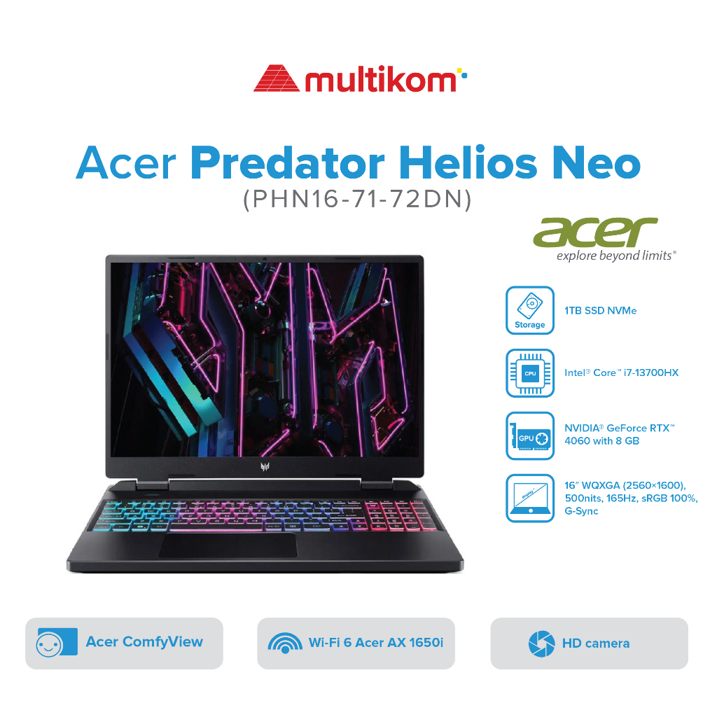 Acer Predator Helios Neo PHN16-71-72DN i7-13700HX 16GB 1TB RTX4060 W11