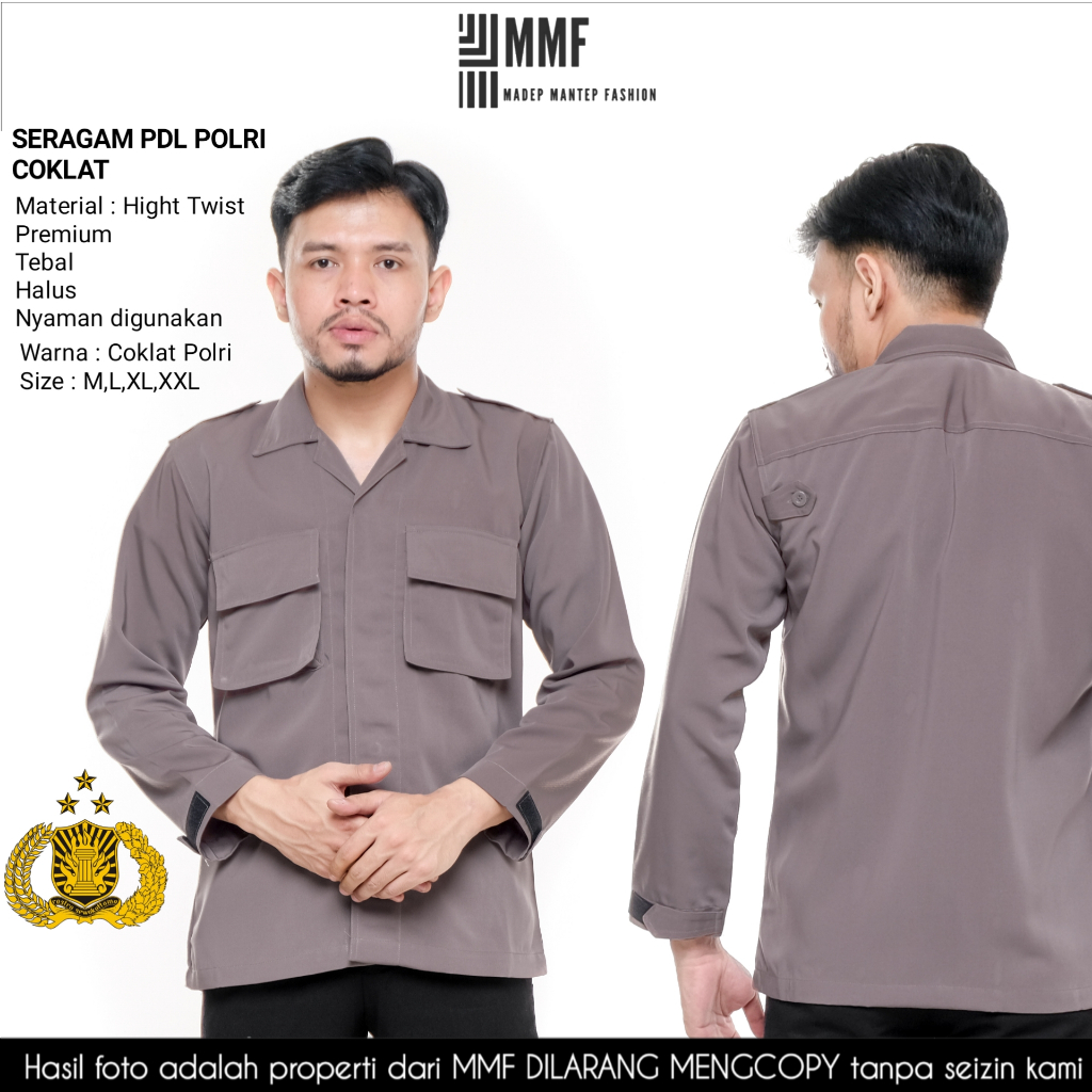 Seragam PDL POLRI COKLAT Atasan Polri Seragam Polisi Baju PDL Polri - SERAGAM PDL POLRI