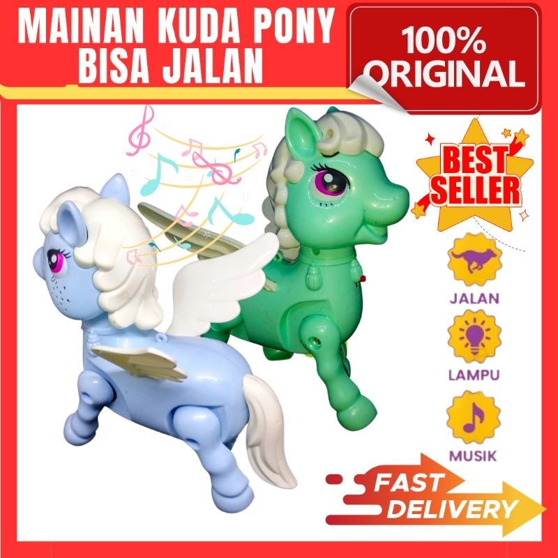 MAINAN ANAK KUDA PONY BATERAI BISA JALAN NYALA LAMPU BUNYI BERSUARA MUSIK/MAINAN KUDA PONI ANAK BATE