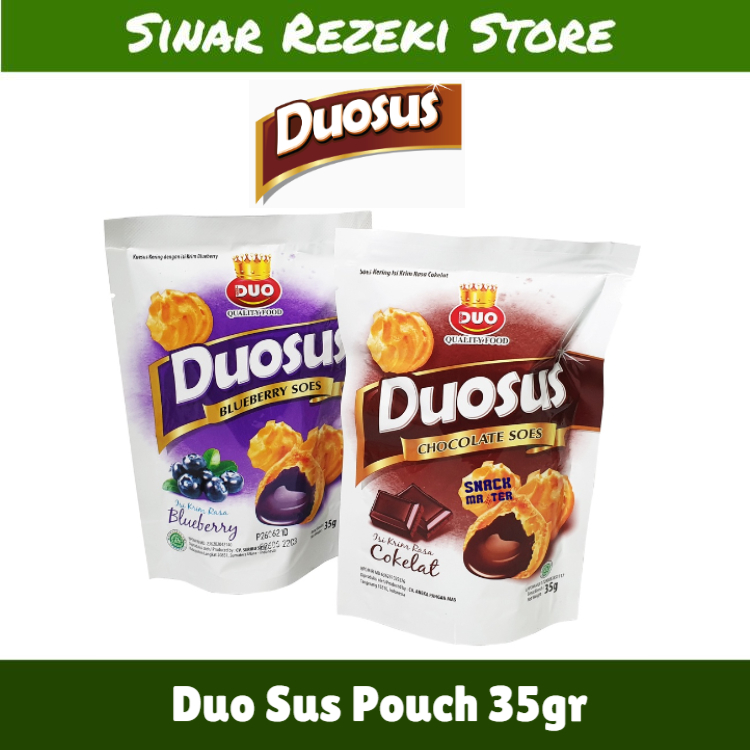 

Duosus Kue Soes Kering 35gr Pouch / Duosus Coklat / Duosus Blueberry