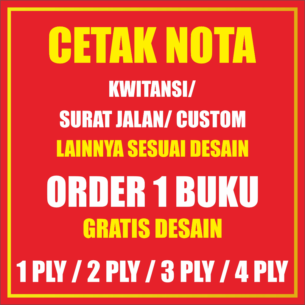 

CETAK NOTA/ KWITANSI/ SURAT JALAN/ BON/ INVOICE/ LAINNYA, BAHAN NCR CARBON RANGKAP