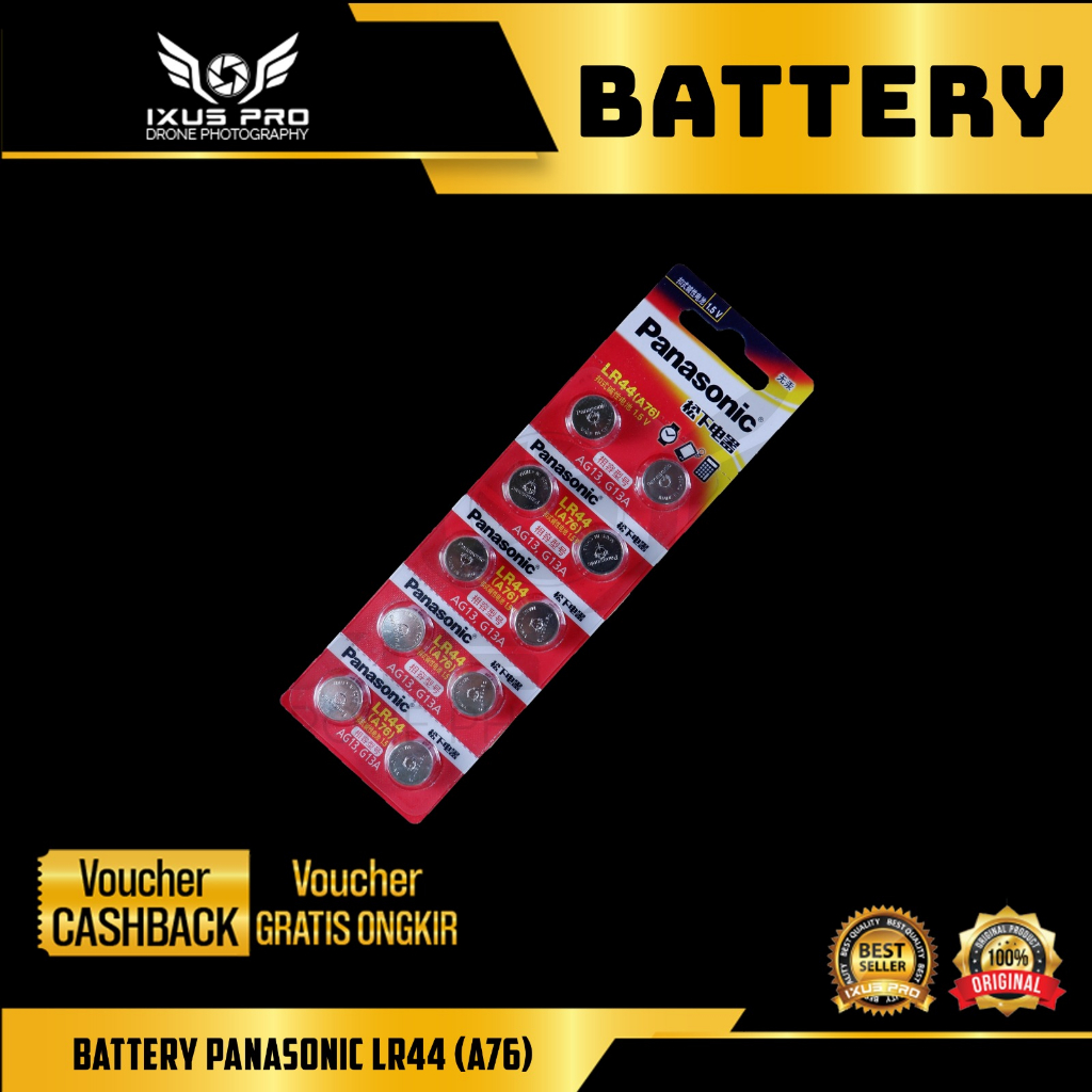 Panasonic Baterai LR44 - Battery LR44 1Strip (isi 10pcs Battery )
