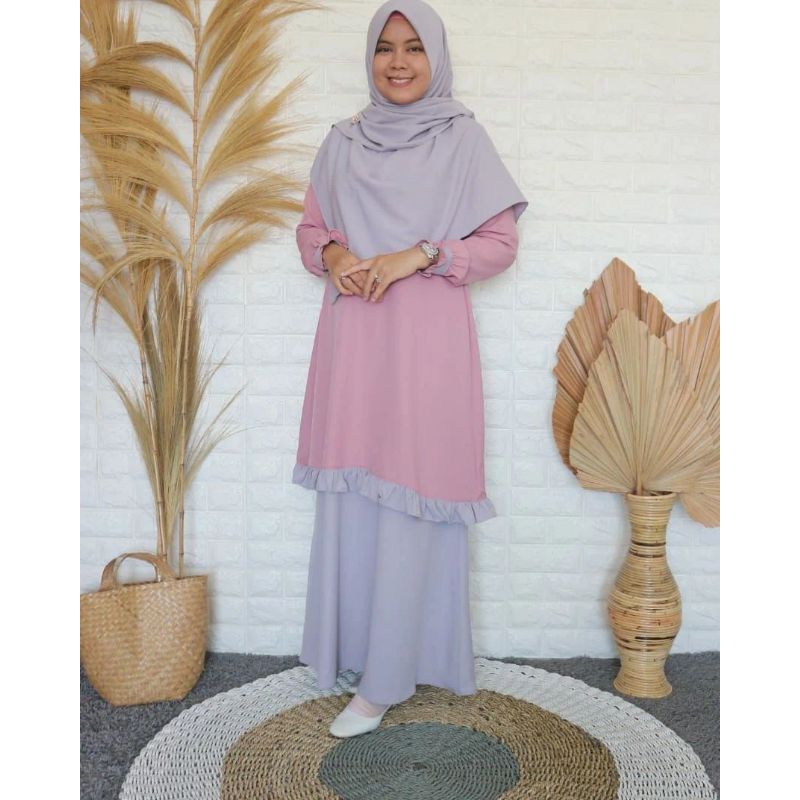 Gamis Kurung Batik Arai 2 tones by GOLDYNA