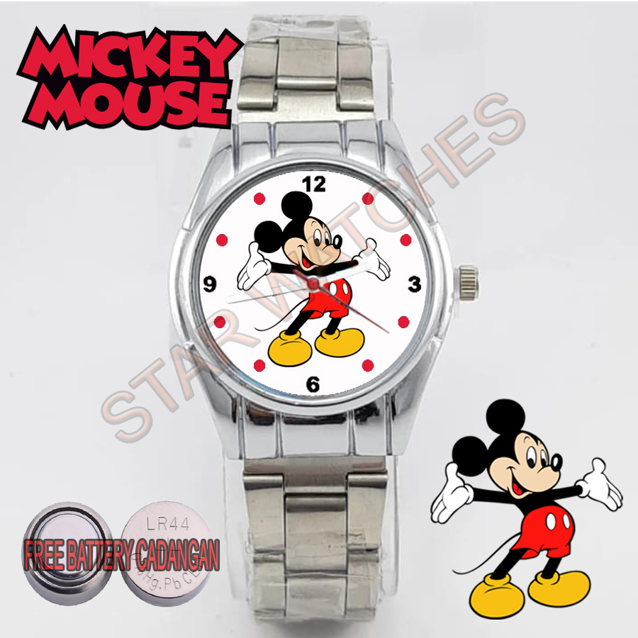 Jam Tangan Cewek Rantai Elegan Karakter Mickey and Minnie Mouse Murah Terbaru