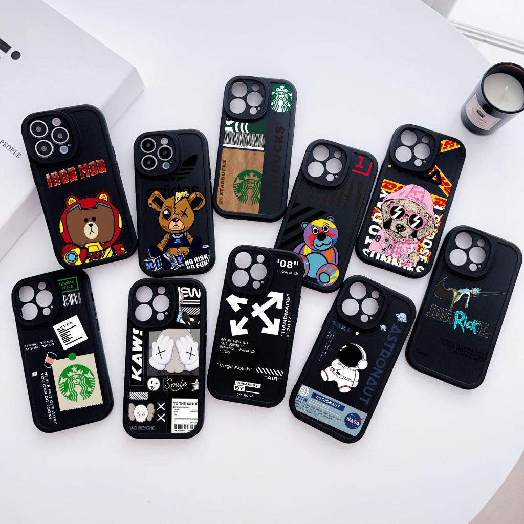 SOFTCASE BLACK REALME C20 REALME C53 REALME C55 CASE KARAKTER GAMBAR BEAR