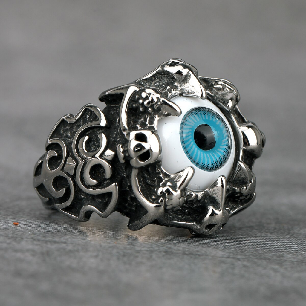 Cincin Mata Biru / Cincin Cakar Naga Motif Mata Keren / Dragon Claw Ring WIth Eye Import Top Quality