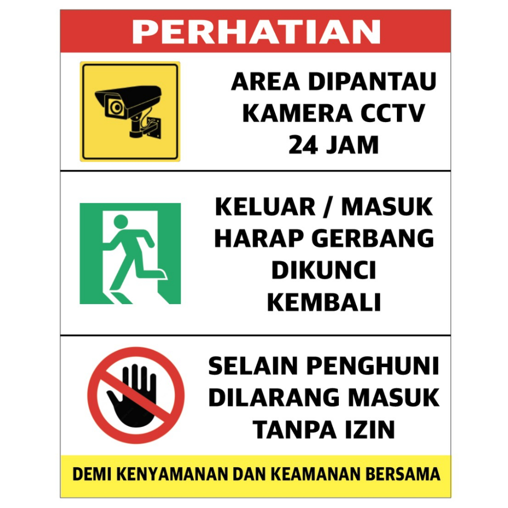 STIKER VINYL PERATURAN KOS & PINTU GERBANG