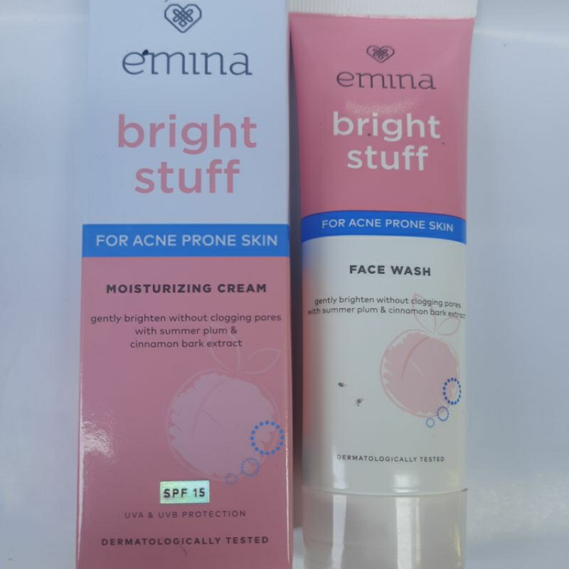 PELEMBAB EMINA 20ml(mousturing cream)/CUCI MUKA EMINA 50ml(face wash) garis tengah biru