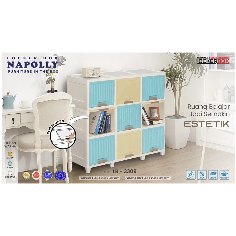 LEMARI PAKAIAN PLASTIK LOCKER BOX NAPOLLY LB 3206 / KOTAK LOKER NAPOLLY LB 3309 / LACI NAPOLLY MURAH
