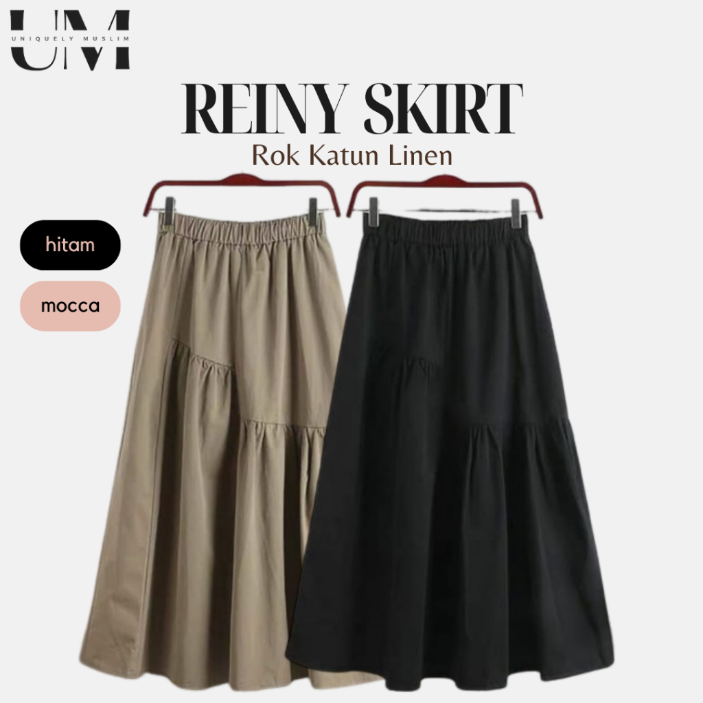 Rok Linen Polos Reiny Skirt / Rok Katun Linen Rempel Polos / Rok A line Kaun Polos / Rok Polos Linen