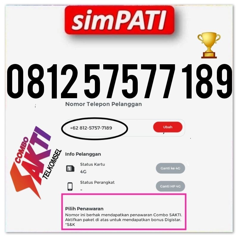 NOMOR CANTIK SIMPATI KEPALA 0812 ABAB RAPI EKOR 189