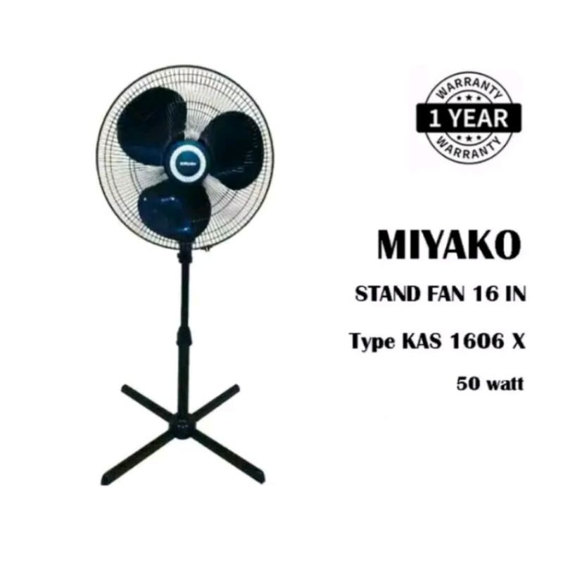 Kipas angin KAS-1606 X MIYAKO merupakan kipas angin dengan fungsi kipas angin berdiri di lantai (sta