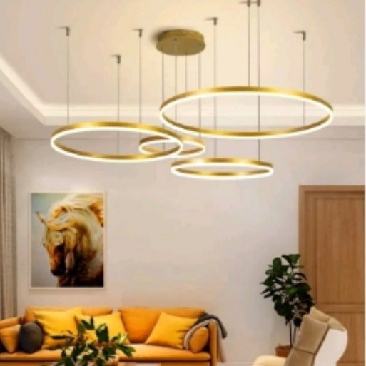 LAMPU HIAS RUANG TAMU LAMPU RING GOLD LAMPU PENDANT MINIMALIS