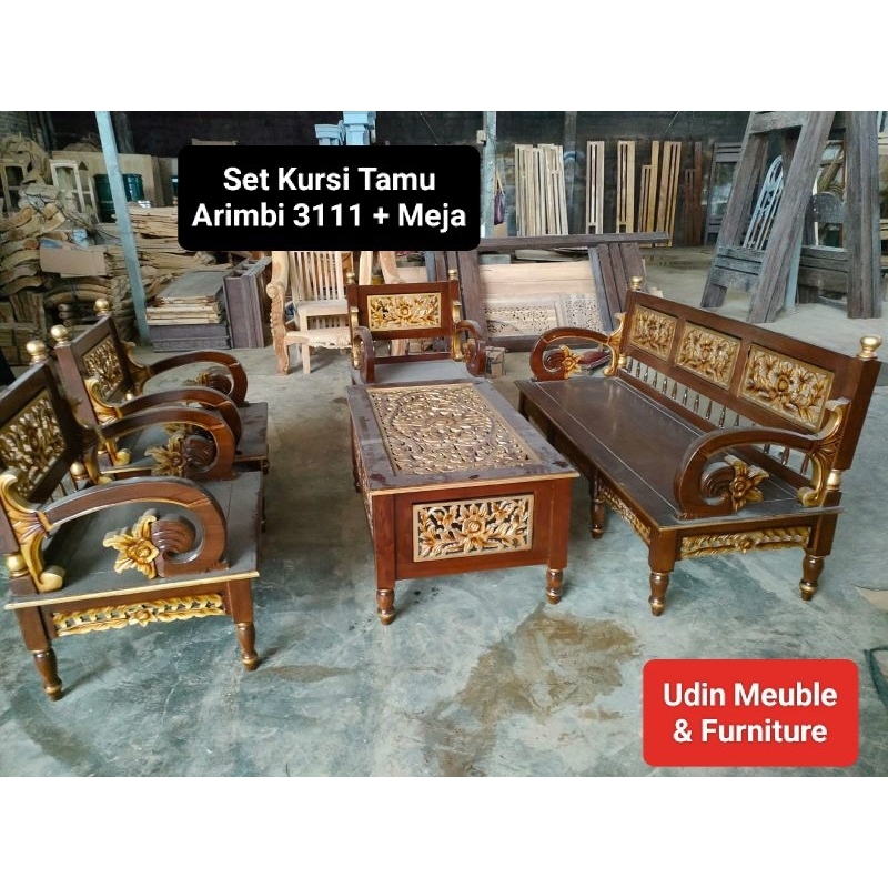 Set Kursi Tamu Kayu Jati Arimbi Kursi 3111+Meja Jepara