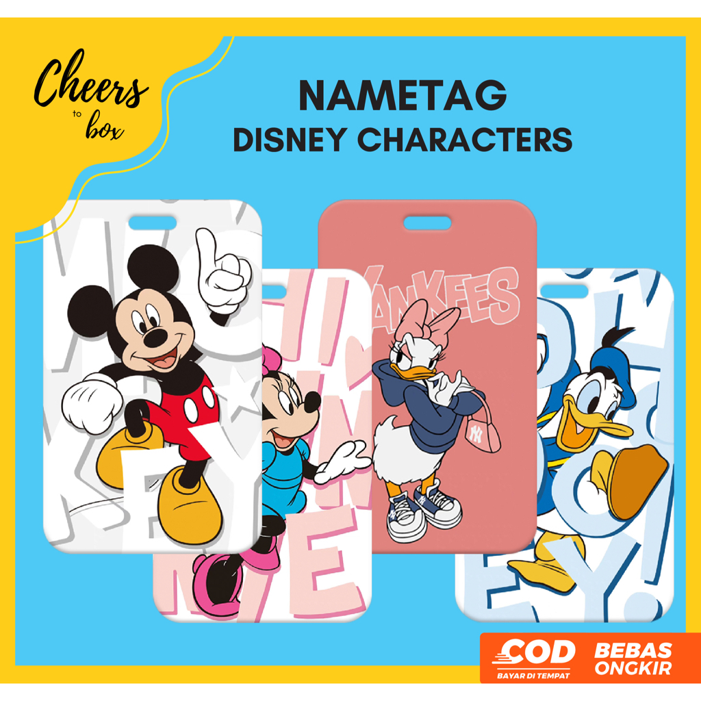 

[ VARIASI DISNEY ] ID Card Holder / Nametag Tanpa Tali Lanyard Muat 2 Kartu / Tempat Kartu Motif Karakter Lucu / Donald Duck / Mickey / Minnie / Daisy